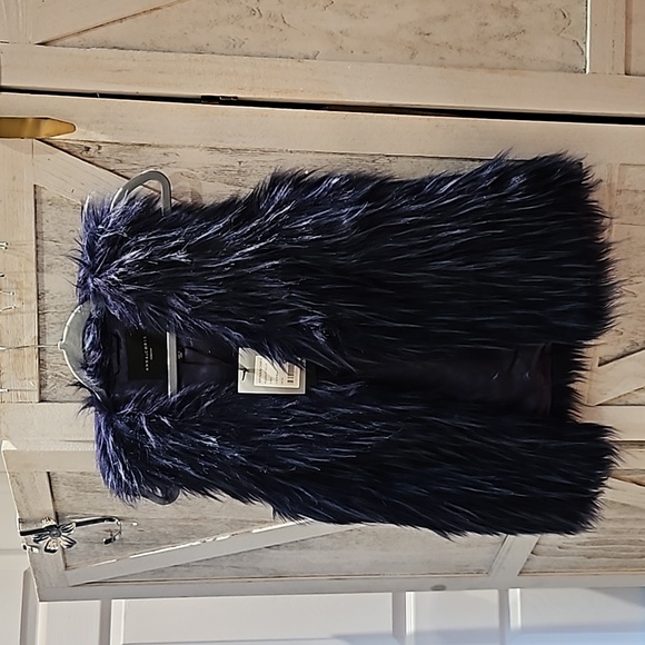 ANNA AND CHRIS Faux fur vest blue size M - Picture 1 of 3